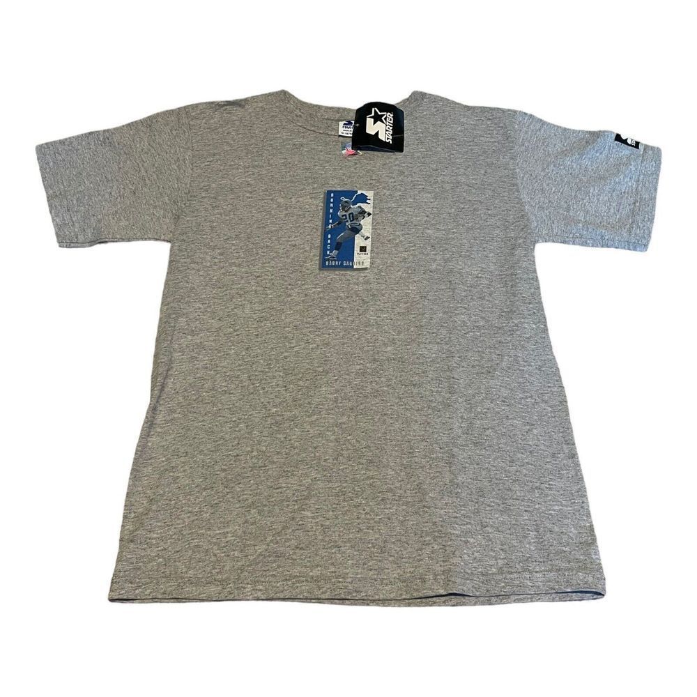 Vtg Detroit Lions Barry Sanders‎ 90s Starter NFL Football Gray Player T-shirt S